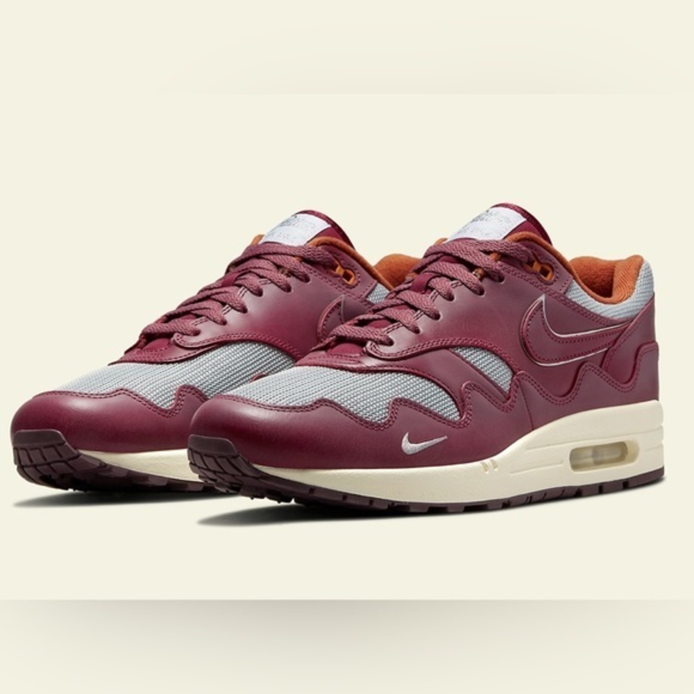NIKE- Patta Air Max 1 - Rush‎ Maroon Men’s size 8.5